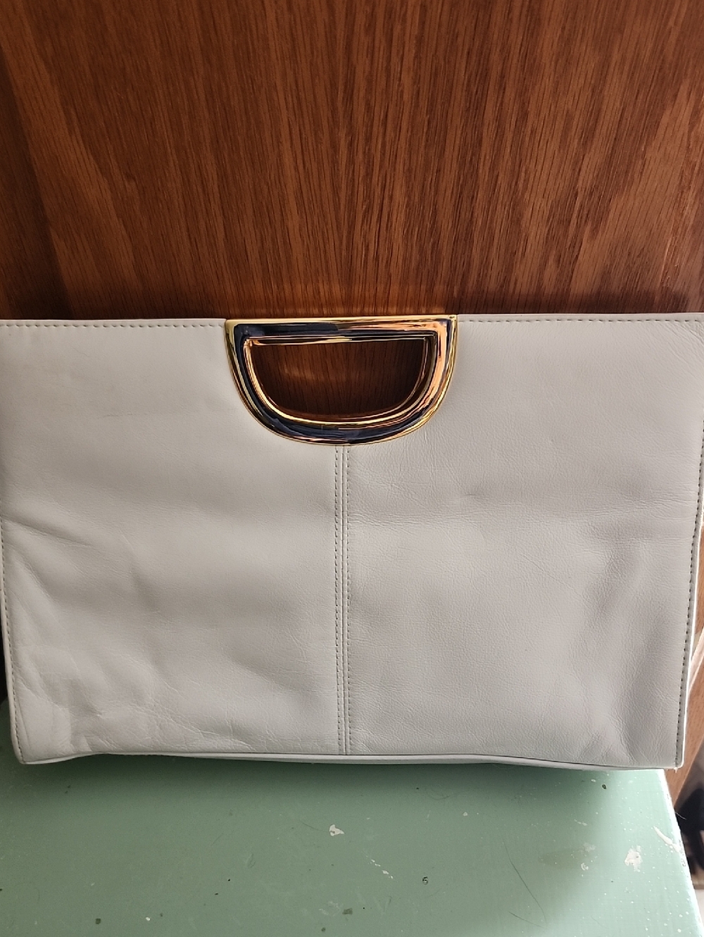Giani Bernini White Leather Clutch with Gold Hardware